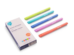 5 feutres pointe fine effaçables à sec - pour set en silicone et tableau blanc - a partir de 3 ans