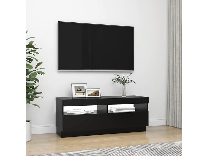  Meuble tv - banc tv - meuble de rangement avec lumières led noir 100x35x40 cm  - Conforama E
