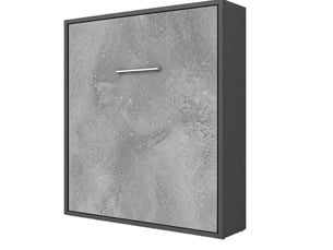 Lit escamotable vertical kola – seulement 34,5cm de profondeur, le confort d’un vrai lit-160x200-cadre anthracite-façade gris ciment