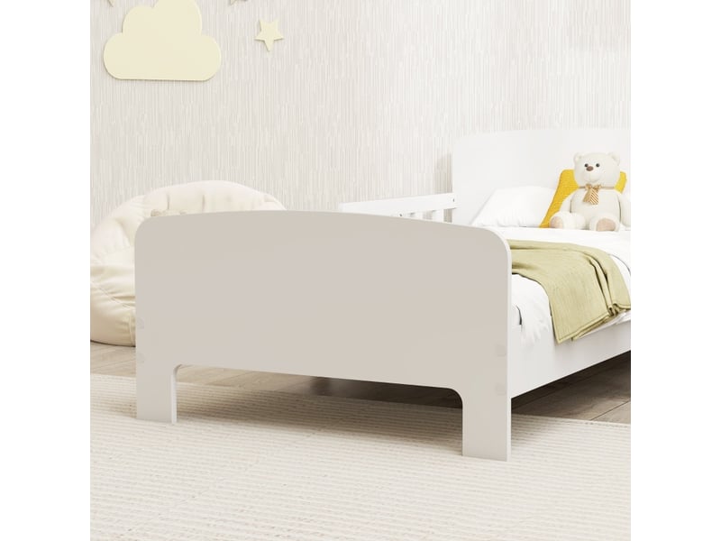 Lit enfant,140x70 cm,avec barrières de sécurité,mdf,blanc - Conforama E