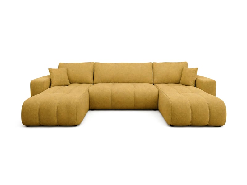 Nicole - canapé panoramique en u 7 places convertible avec coffre en tissu - best mobilier - jaune NICOLE - Conforama A