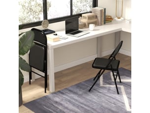 Lot de 2 chaises pliantes de bureau – pieds métalliques, simili cuir noir, parfait accueil et salle d'attente