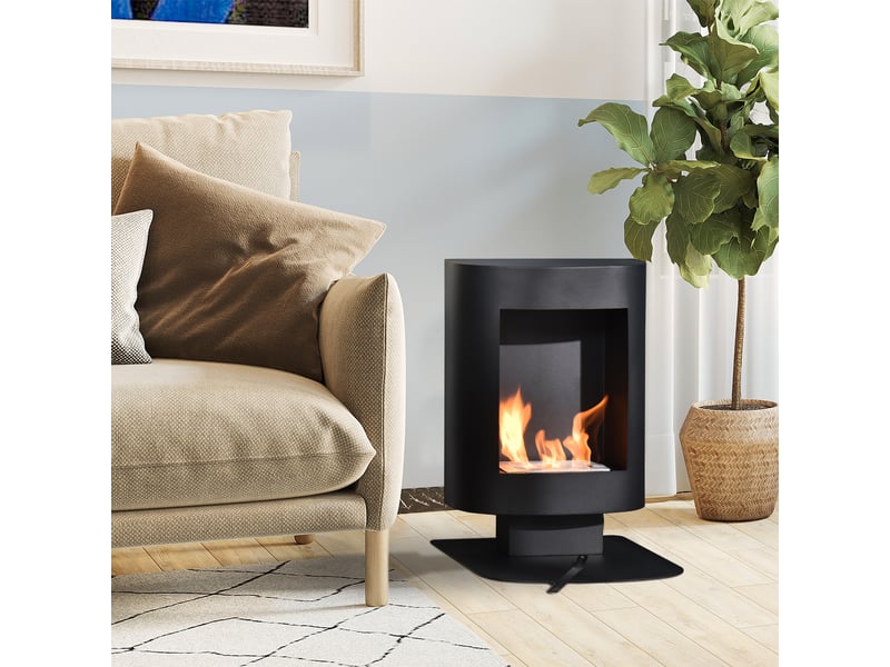  Cheminée noire au bioéthanol sur pied, réservoir 0,9 l, 20 m², 46,5 x 53 x 65 cm  - Conforama D