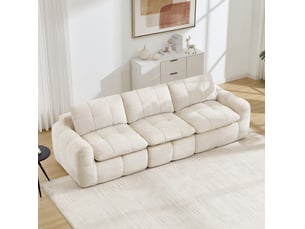 Canapé modulable 3 places 264x97x68 cm en chenille beige