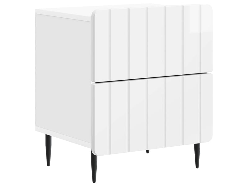  Table de chevet 2 pièces blanc brillant 43 x 34,5 x 49,5 cm  - Conforama C