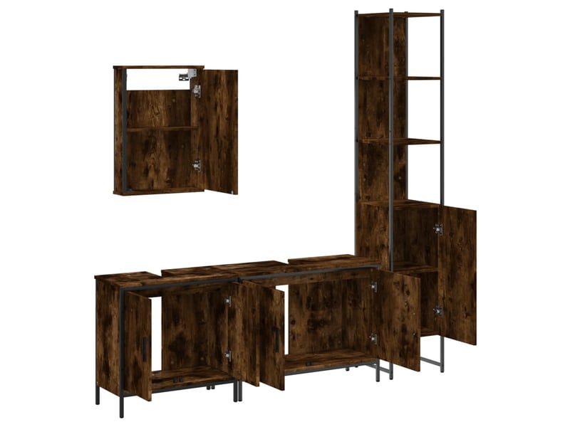 Ensemble de meubles de salle de bain 4 pcs chêne fumé bois cf63857 - Conforama D