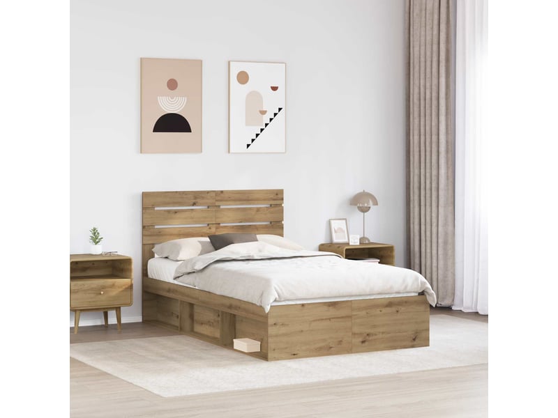  Lit double- lit adulte -  cadre de lit chêne artisan 120 x 190 cm pin massif  - Conforama B