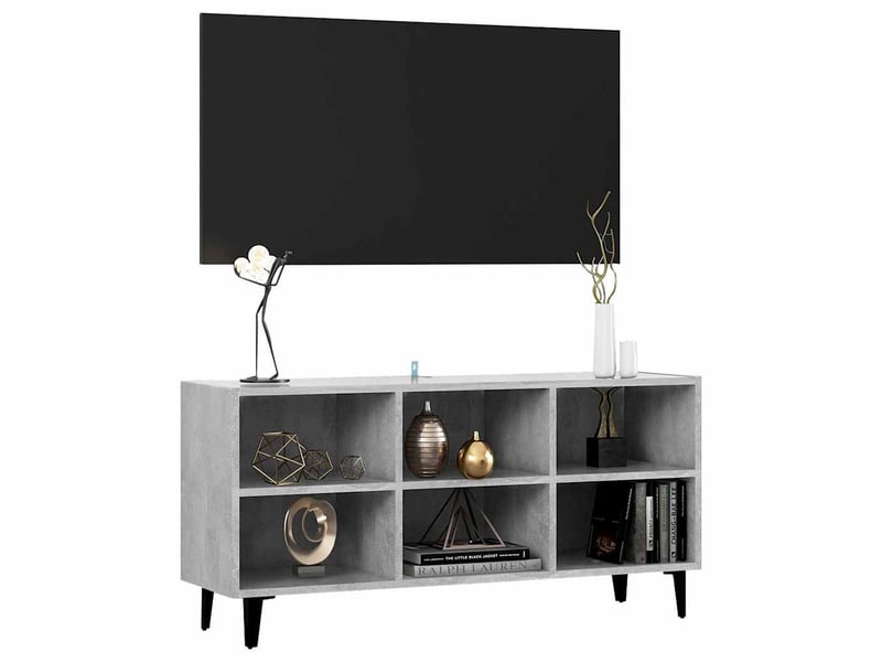 Meuble tv - banc tv - meuble de rangement avec pieds en métal gris béton 103,5x30x50 cm  - Conforama C
