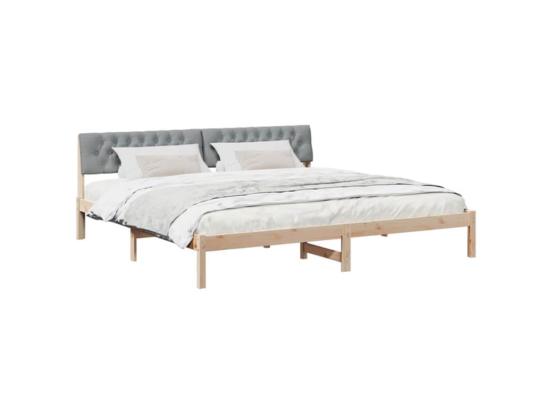  Lit double- lit adulte -  cadre de lit avec tête de lit marron et gris clair 200 x 200 cm  - Conforama B