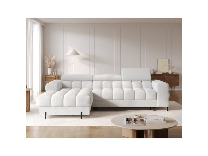 Canapé d'angle gauche convertible gris foncé allure contemporaine 285x99x181cm filtro - Conforama E