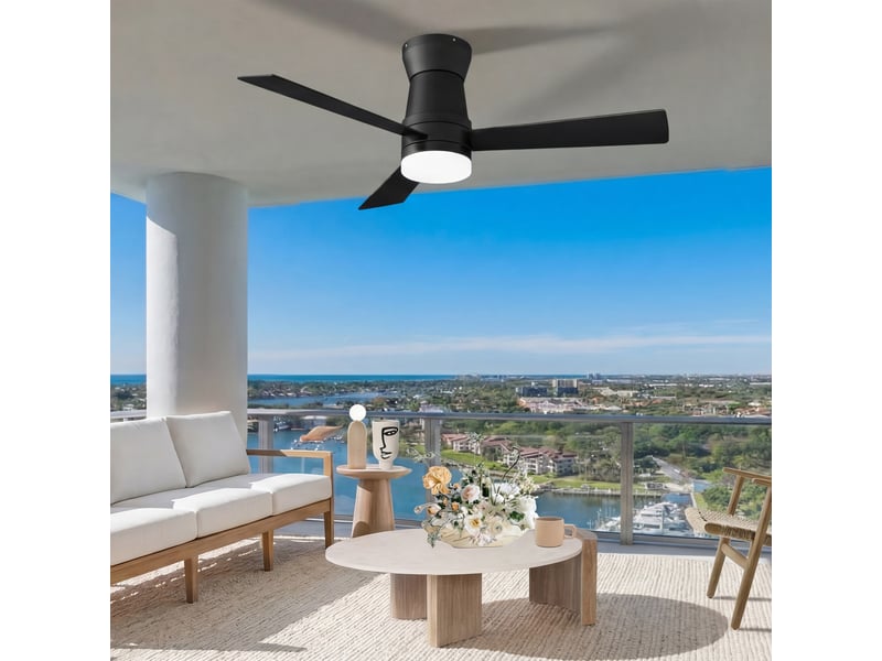  Ventilateur de plafond avec éclairage led, 6 vitesses de ventilation, noir, 42 pouces - 3 pales  - Conforama E