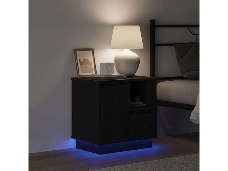  Table de chevet - cabinet de chevet - table de nuit chêne noir 50 x 34,5 x 50 cm.  - Conforama C