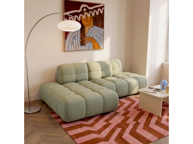 Canapé d'angle gauche convertible almera 4 places tissu vert - Conforama B