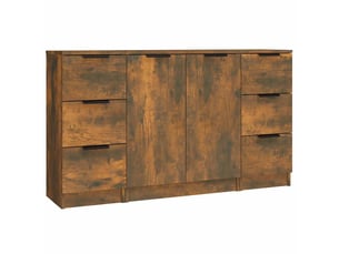 Buffets 3 pcs - bahut - meuble de rangement chêne fumé bois d'ingénierie