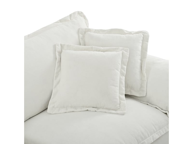  Canapé d'angle modulaire style nuage 194x151 cm avec ottomane mobile et coussins en chenille  - Conforama D