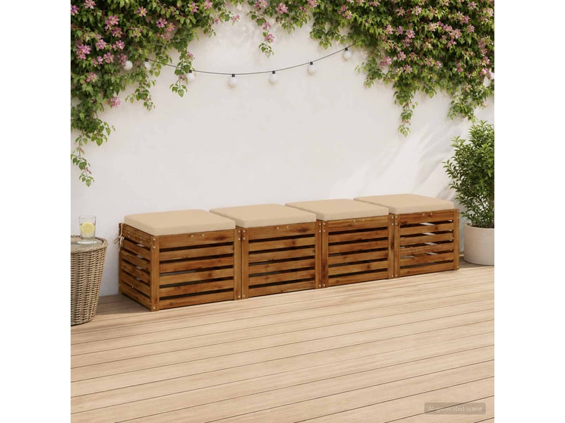 Lot de 4 coussins de siège, coussins d'assise soest 100 % polyester crème cf60367 - Conforama B