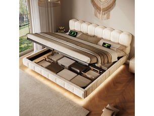 Lit coffre 180x200 cm <strong></strong>  <strong></strong> coloris beige