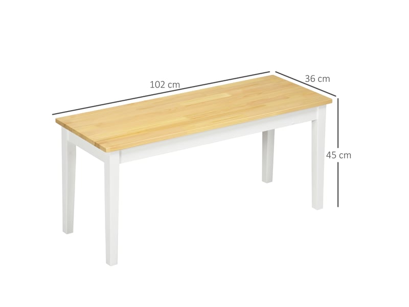  Banc 2 places 102 x 36 x 45 cm – naturel et blanc – en bois de pin, charge 220 kg  - Conforama C
