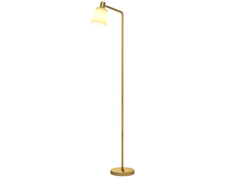  Lampadaire led à intensité variable avec 3 températures de couleur (3000k-6500k), abat-jour pivotant, ampoule e27, blanc et or  - Conforama A