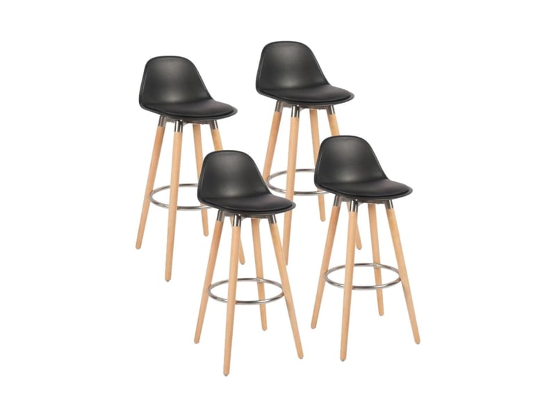 Lot de 4 tabourets de bar noir pieds bois de hêtre 39,5 x 44 x 91 cm 62508 - Conforama A