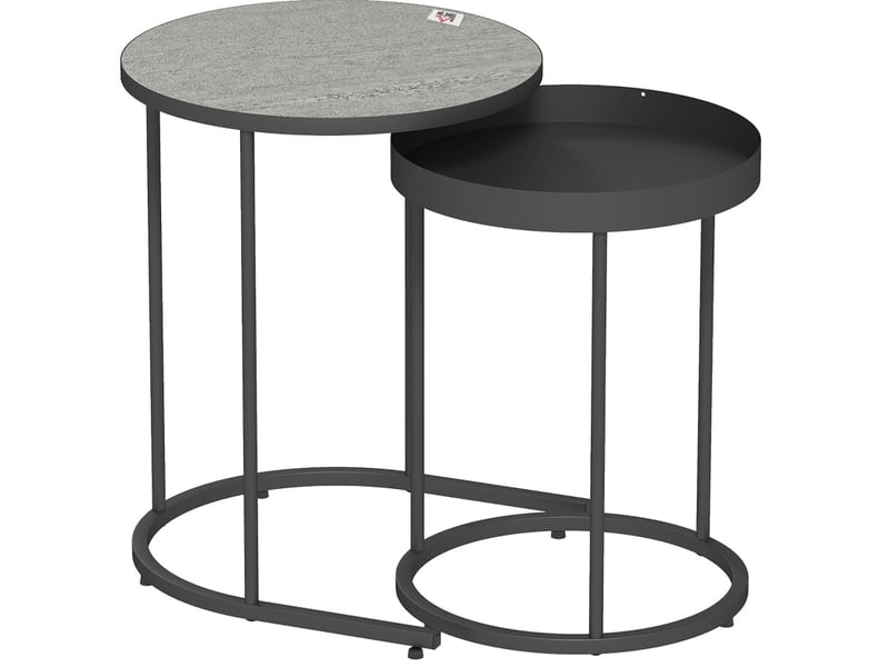 2er-set - tables d'appoint coulissantes, design plateau, métal, gris  - Conforama A