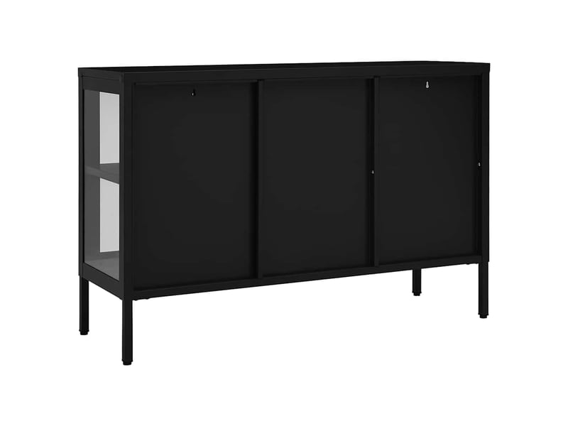  Buffet - bahut - meuble de rangement noir 105x35x70 cm acier et verre  - Conforama E