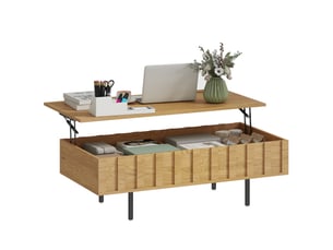 Table basse relevable avec 2 rangements coloris chêne 110 x 55 x 36,5 cm