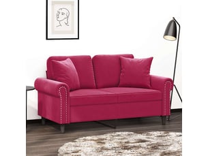 Canapé droit, sofa, canapé 2 places avec oreillers bordeaux 120 cm velours cf19923