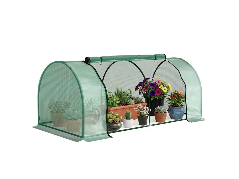 Serre de jardin mini serre serre à tomates 2 x 1 x 0,8 m porte zippée bâche pe acier vert - Conforama A