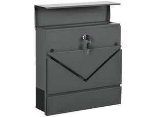 Boîte aux lettres en acier - homcom - gris foncé - serrure protégée - couvercle avec 2 trous de drainage