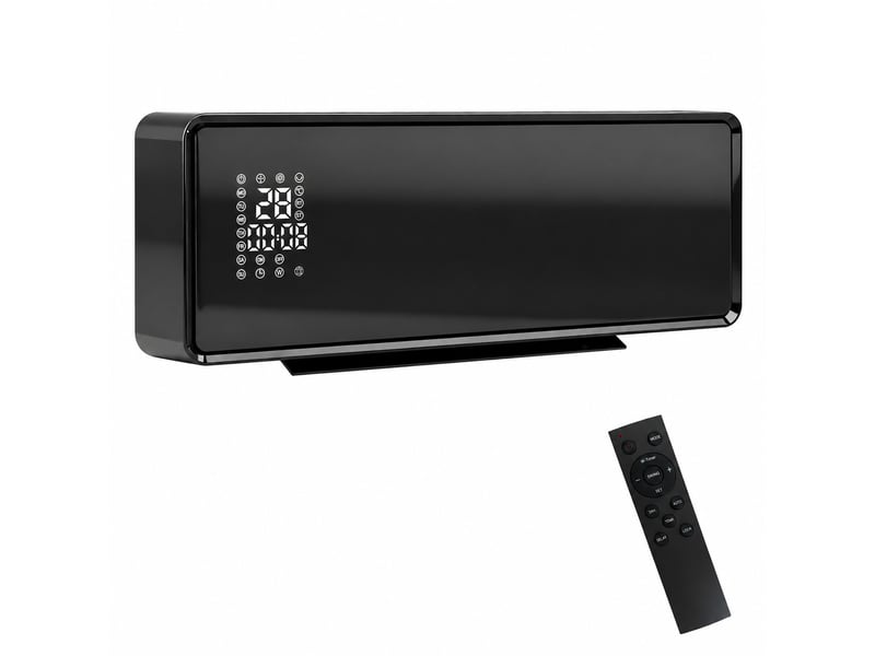 Chauffage mural en céramique 10002000w, radiateur électrique, ventilateur, thermostat, minuterie, 54x18,7x12,3cm, noir - Conforama B