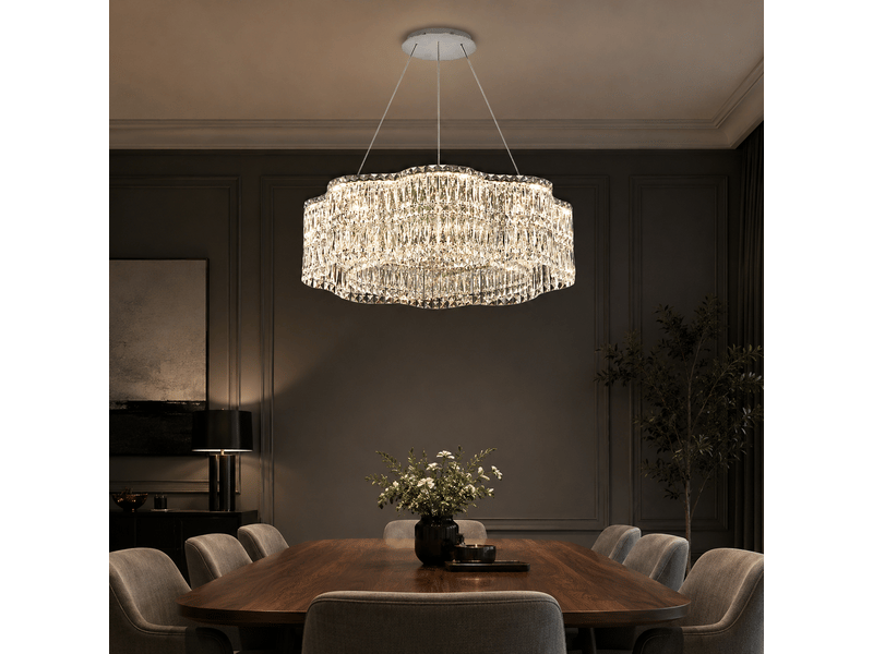  Lustre fleur en cristal b-4 ø 80 cm – éclairage 3 couleurs MEIHUA0B4 - Conforama D