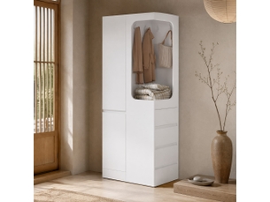 Armoire 2 porte(s) battante 4 tiroir(s) <strong>OKWISH</strong> <strong></strong> coloris blanc largeur 70 cm
