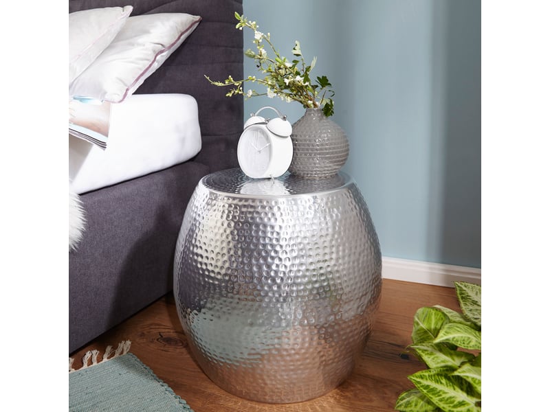  Table d'appoint ronde 42x42x42 cm en aluminium argenté  - Conforama A