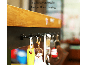 Crochets magnétiques pour armoire de rangement de cuisine, bureau, réfrigérateur (noir, lot de 10