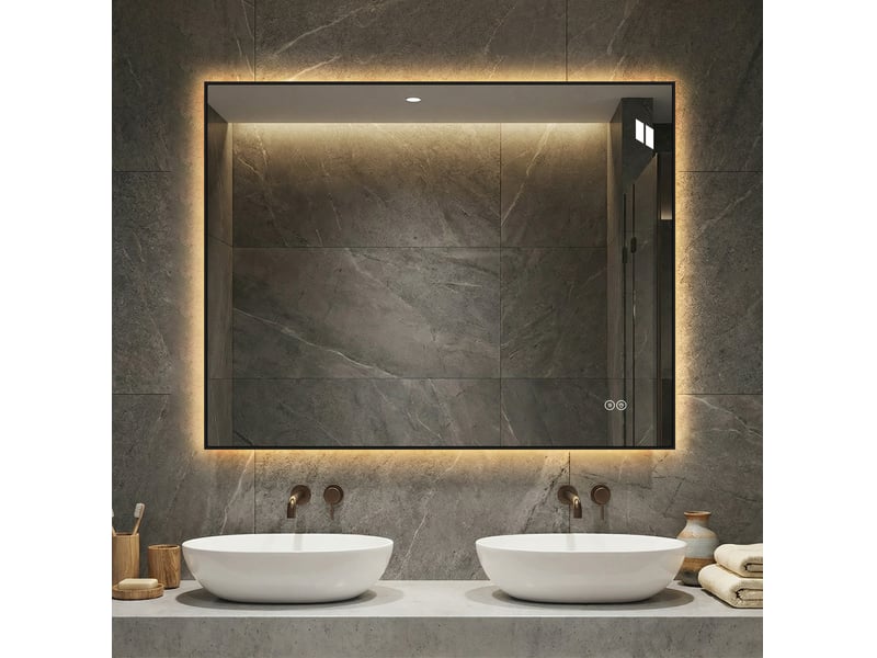  Miroir de salle de bains led 70x90 cm argenté, anti-buée et dimmable  - Conforama D
