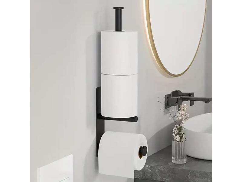  Porte papier toilette, porte-papier toilette mural noir moderne, acier inoxydable sus304  - Conforama D