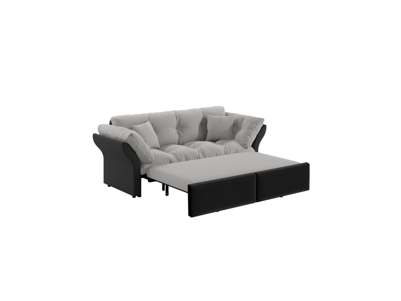 Canapé droit convertible 3-en-1 2 places en velours gris clair, couchage 154 × 203 cm, idéal pour vos invités - Conforama D