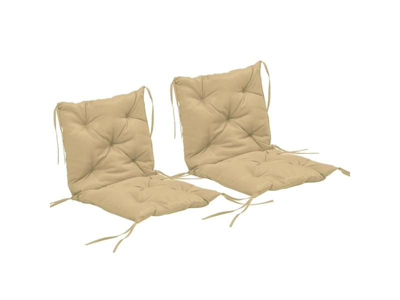 Lot de 2 coussins de chaise 98 x 50 x 8 cm – kaki – liens d'attache, assise moelleuse intérieur extérieur - Conforama A