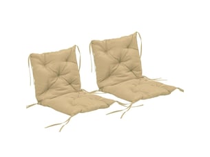 Lot de 2 coussins de chaise 98 x 50 x 8 cm – kaki – liens d'attache, assise moelleuse intérieur extérieur