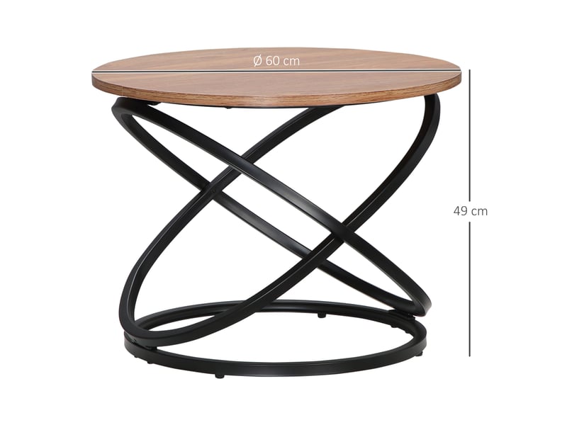  Table basse ronde style industriel en métal noir et plateau dim. Ø 60 x 46h cm - en bois  - Conforama C