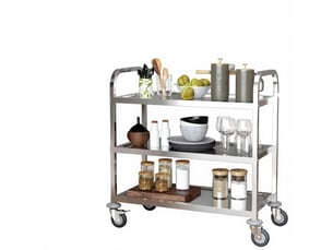 Chariot de service à 3 niveaux en acier inoxydable avec 4 roulettes, desserte de cuisine polyvalente, capacité 150 kg, 90x50x88 cm