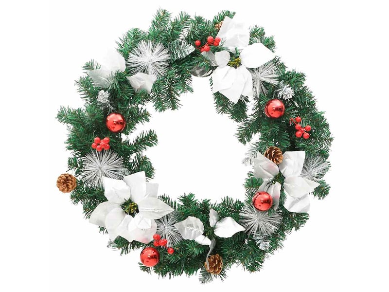  Couronne de noël avec lumières led vert 60 cm pvc  - Conforama C
