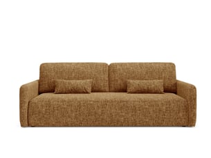Canapé droit convertible   4 places Tissu jaune avec coffre de rangement