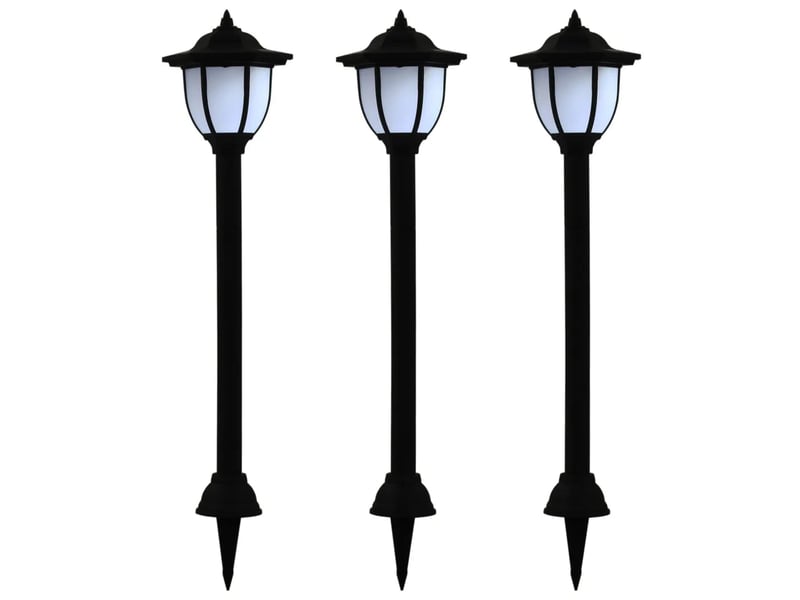 Lot de 3 lampes solaires d'extérieur jardin 16,5 x 14,5 x 73 cm avec installation facile en polypropylène noir 02_0045902  - Conforama A