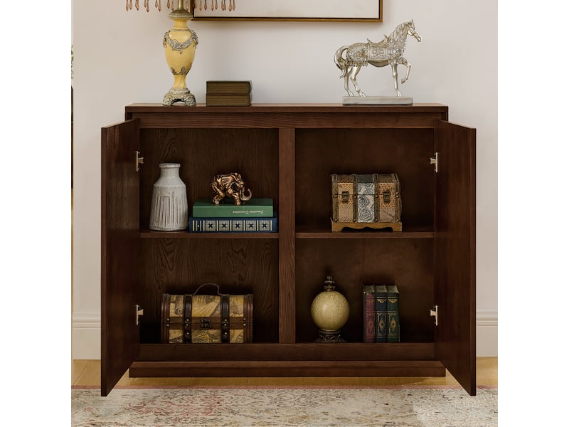 Buffet,99,06x23,50x82,50 cm,2 portes,mdf,coloris noyer foncé - Conforama B