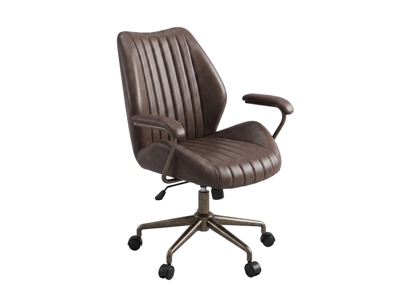 Havana - fauteuil de bureau 45 x 92 x 37 cm, style industriel chic, en similicuir avec piètement étoile en bronze brossé - Conforama A