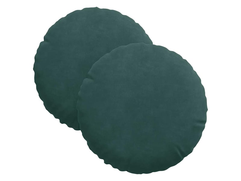  Lot de 2 coussins de siège, coussins décoratifs velours vert foncé ø30 x 13 cm cf59919  - Conforama A