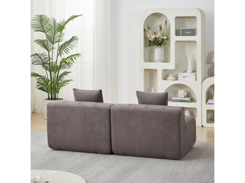  Canapé module chenille incurvé à 2 coussins – demi-cercle symétrique pour salon, chambre, bureau, détente  - Conforama E