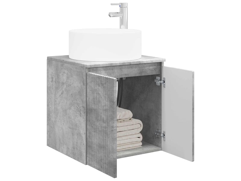  Meuble de lavabo mural, rangement salle de bain gris béton 49.5x44.5x65.5 cm  - Conforama C
